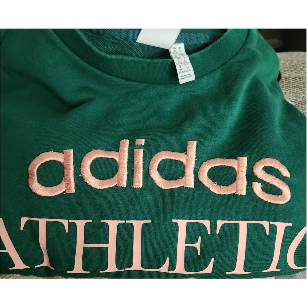 Adidas Athletic League Sweater Women's Sz 3X Green/Gold Spell Out Crew Neck - Picture 4 of 8